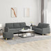 3-delige Loungeset met kussens stof donkergrijs