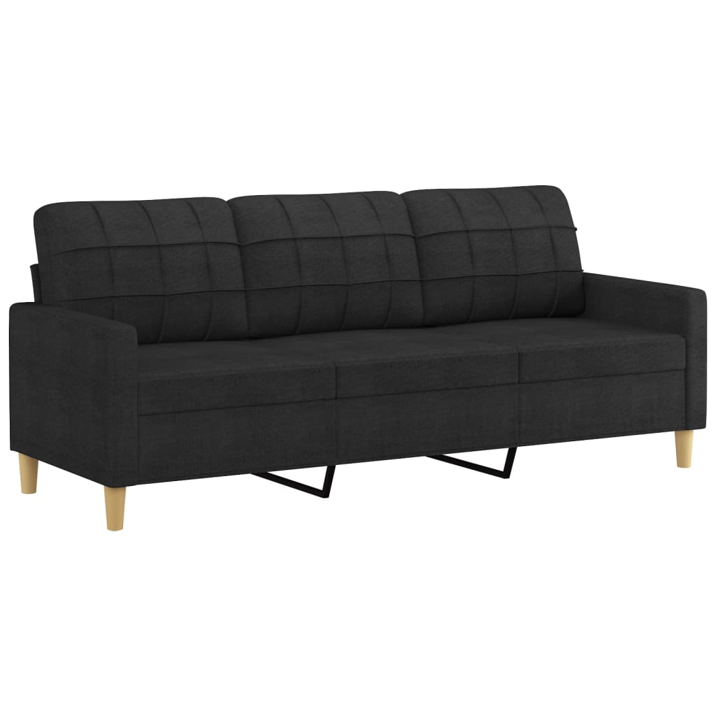 3-delige loungeset met kussens stof zwart