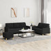 3-delige loungeset met kussens stof zwart