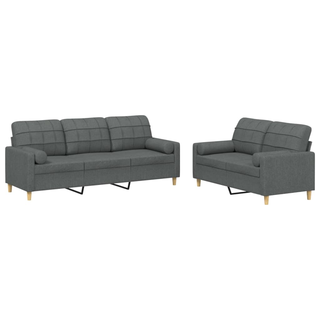 2-delige Loungeset met kussens stof donkergrijs