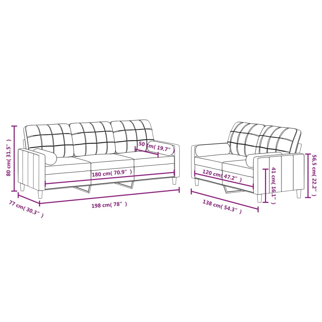 2-delige Loungeset met kussens stof donkergrijs