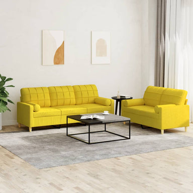 2-delige Loungeset met kussens stof lichtgeel