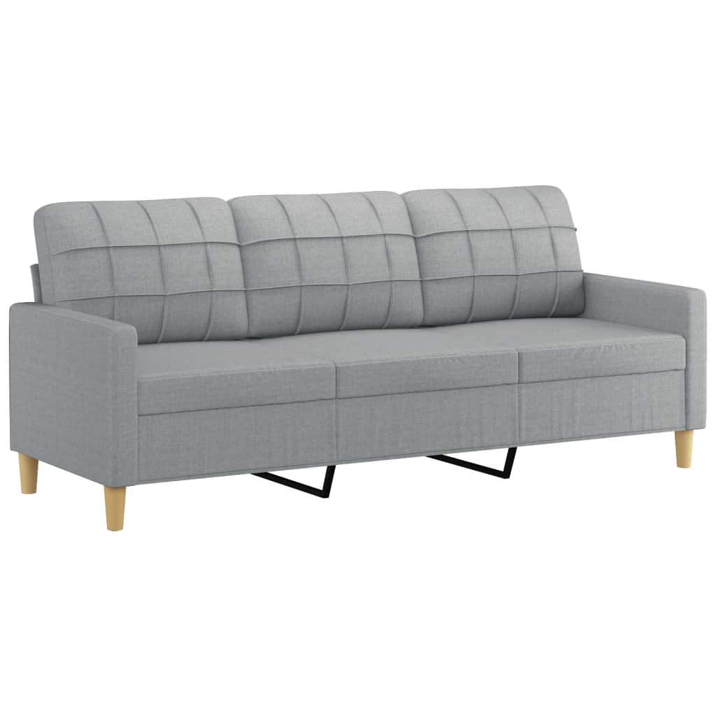 3-delige Loungeset met kussens stof lichtgrijs