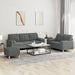 3-delige Loungeset met kussens stof donkergrijs