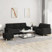 3-delige Loungeset met kussens stof zwart
