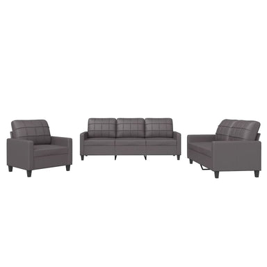 3-delige Loungeset met kussens kunstleer grijs