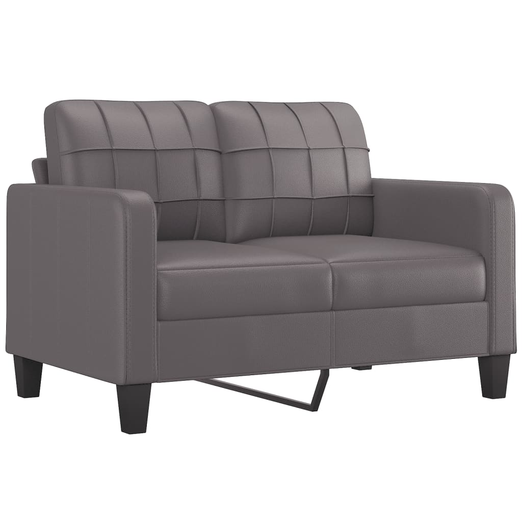 3-delige Loungeset met kussens kunstleer grijs