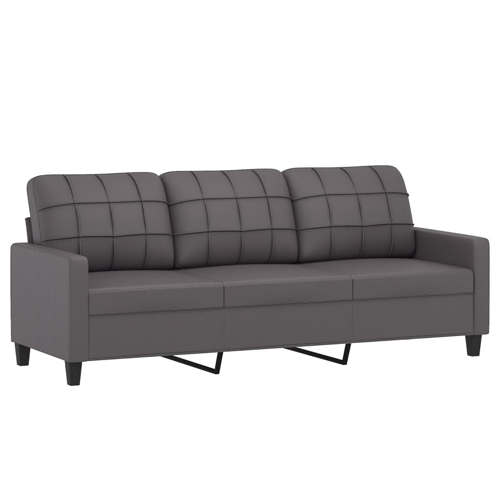 3-delige Loungeset met kussens kunstleer grijs