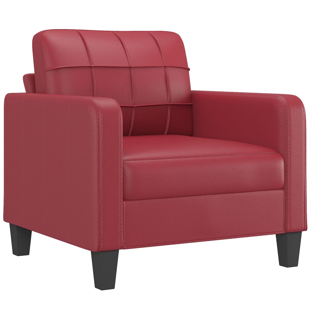 3-delige Loungeset met kussens kunstleer wijnrood