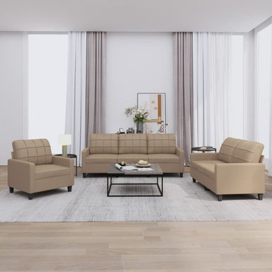 3-delige Loungeset met kussens kunstleer cappuccino