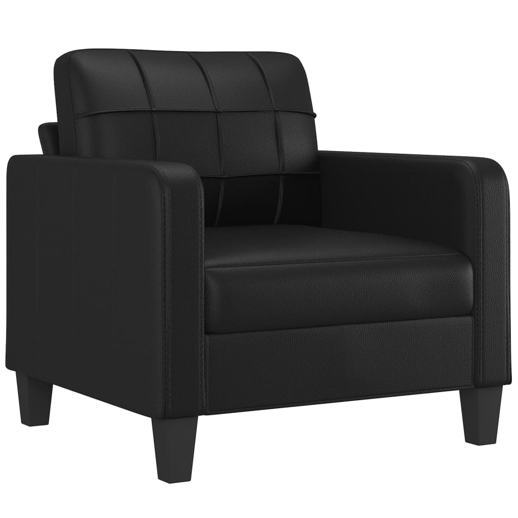 4-delige Loungeset met kussens kunstleer zwart