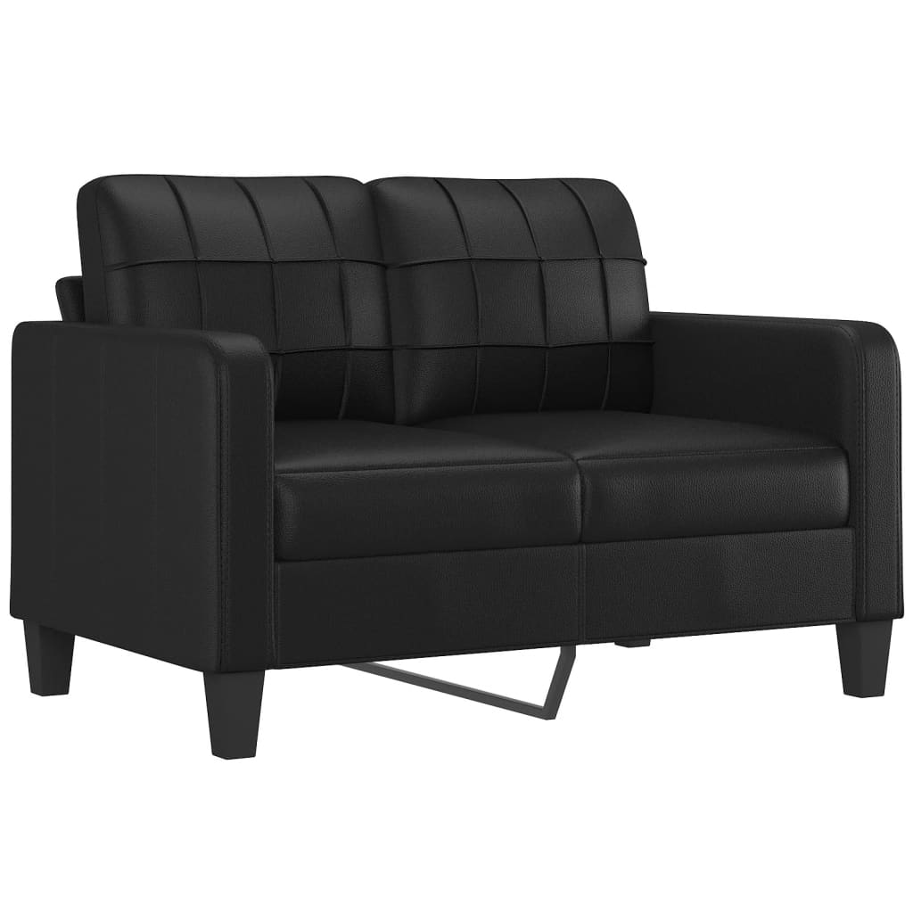 4-delige Loungeset met kussens kunstleer zwart