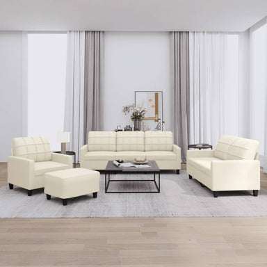 4-delige Loungeset met kussens kunstleer crème