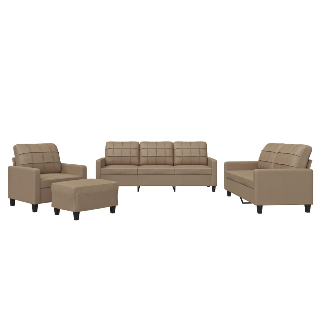 4-delige Loungeset met kussens kunstleer cappuccino