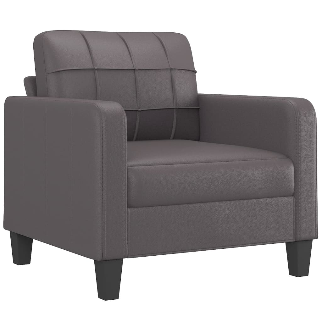 3-delige Loungeset met kussens kunstleer grijs