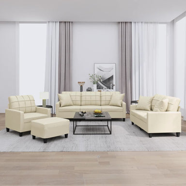 4-delige Loungeset met kussens kunstleer crèmekleurig