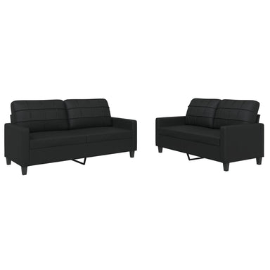 2-delige Loungeset met kussens kunstleer zwart