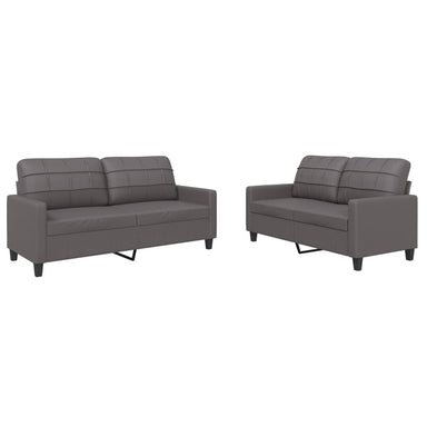 2-delige Loungeset met kussens kunstleer grijs