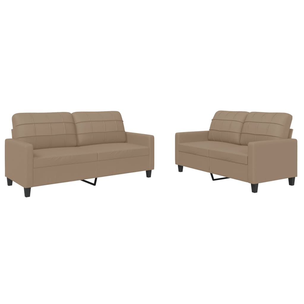 2-delige Loungeset met kussens kunstleer cappuccino