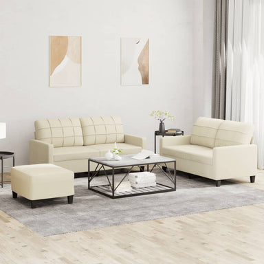 3-delige Loungeset met kussens kunstleer crème