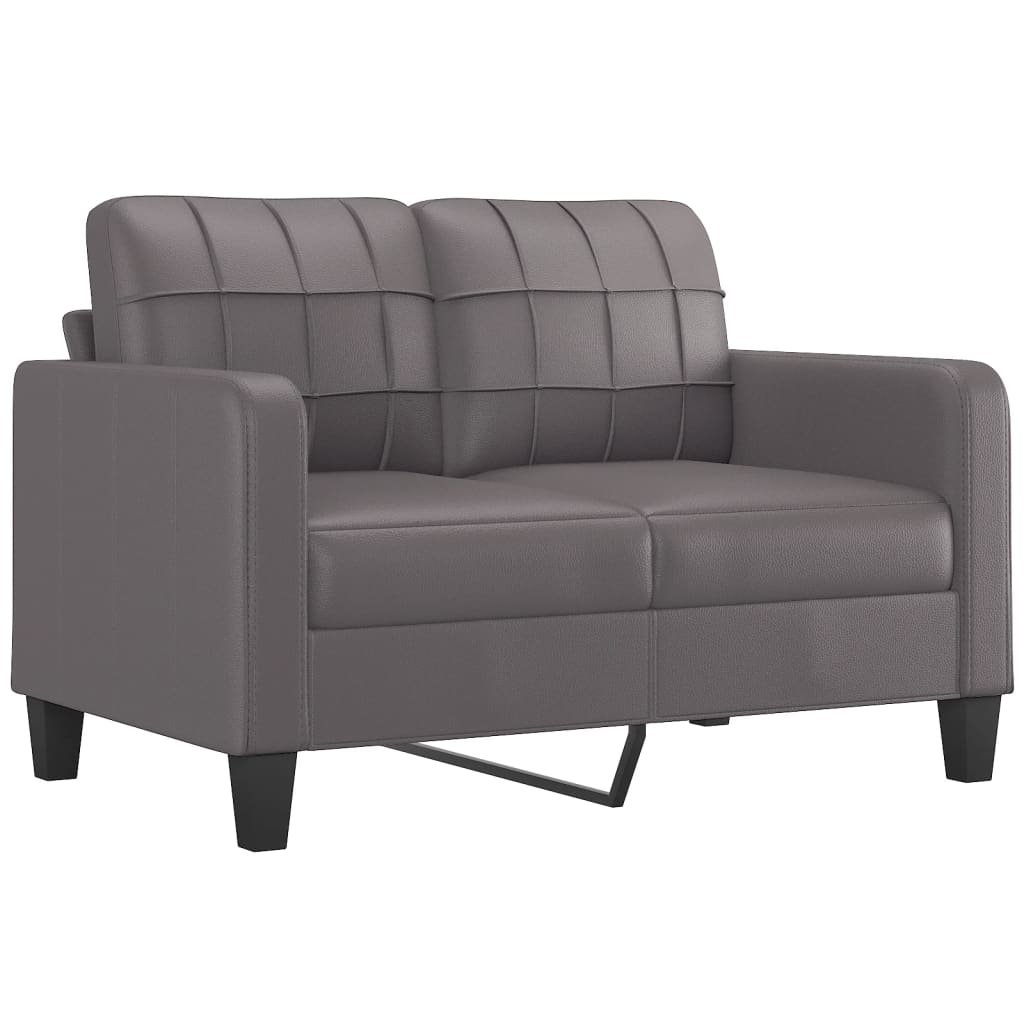 3-delige Loungeset met kussens kunstleer grijs