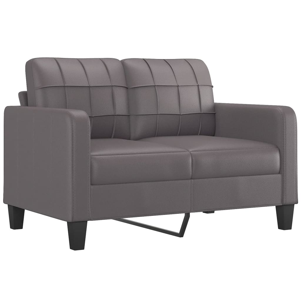2-delige Loungeset met kussens kunstleer grijs