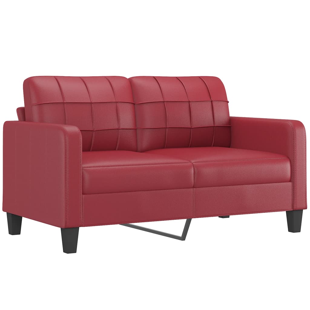 2-delige Loungeset met kussens kunstleer wijnrood