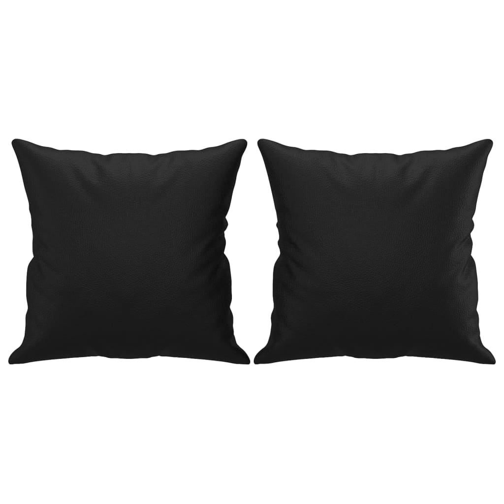 3-delige Loungeset met kussens kunstleer zwart