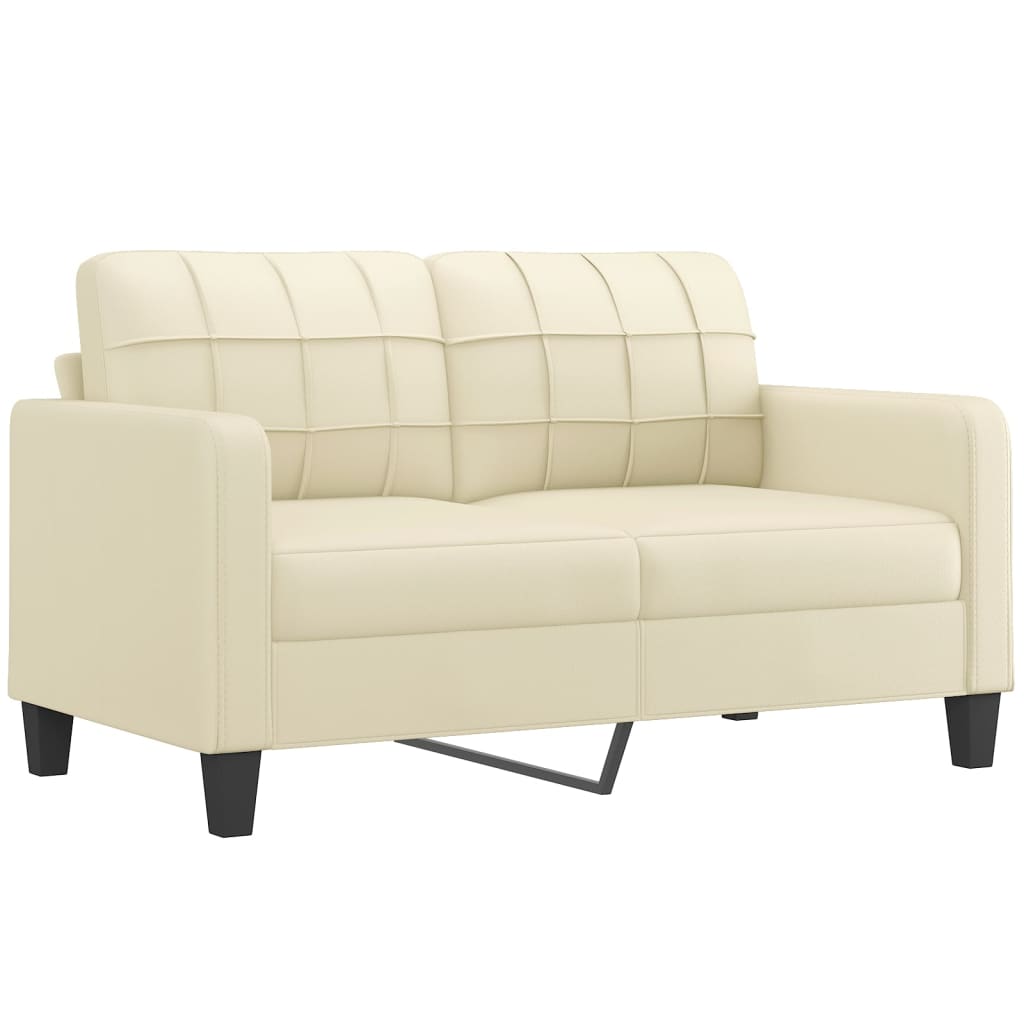 3-delige Loungeset met kussens kunstleer crèmekleurig