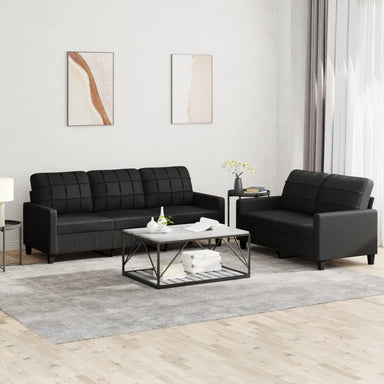 2-delige Loungeset met kussens kunstleer zwart