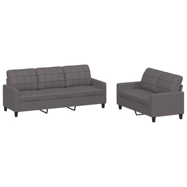 2-delige Loungeset met kussens kunstleer grijs