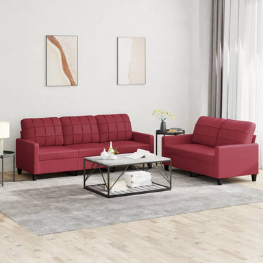2-delige Loungeset met kussens kunstleer wijnrood