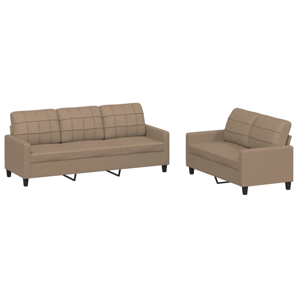 2-delige Loungeset met kussens kunstleer cappuccino