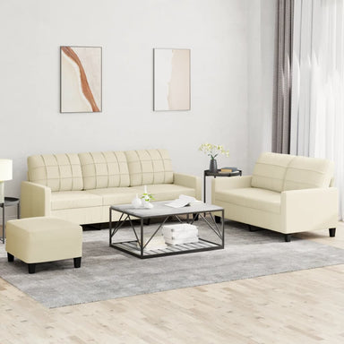3-delige Loungeset met kussens kunstleer crème