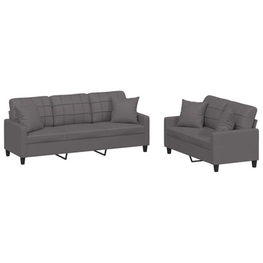 2-delige Loungeset met kussens kunstleer grijs