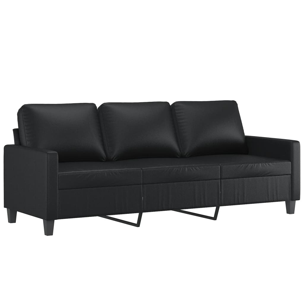 3-delige Loungeset met kussens kunstleer zwart