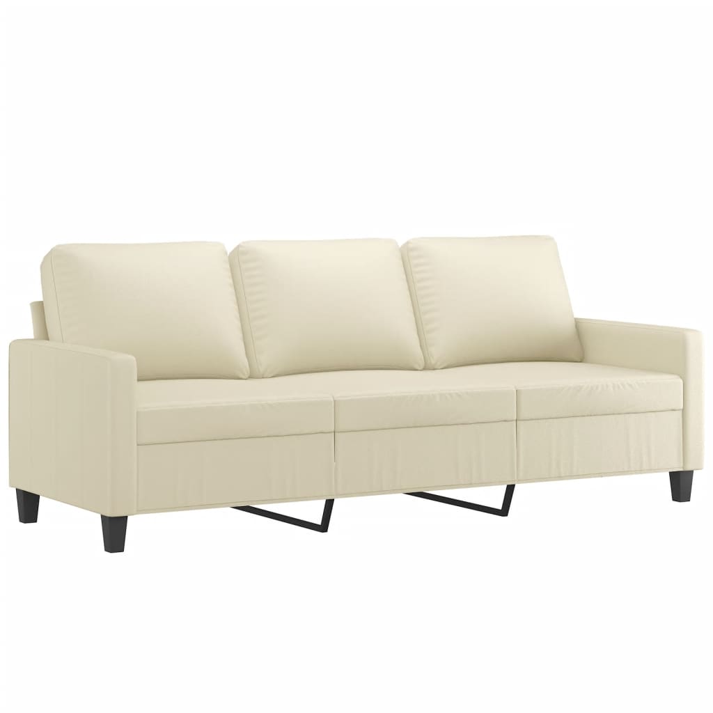 3-delige Loungeset met kussens kunstleer crème