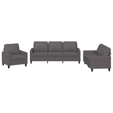 3-delige Loungeset met kussens kunstleer grijs