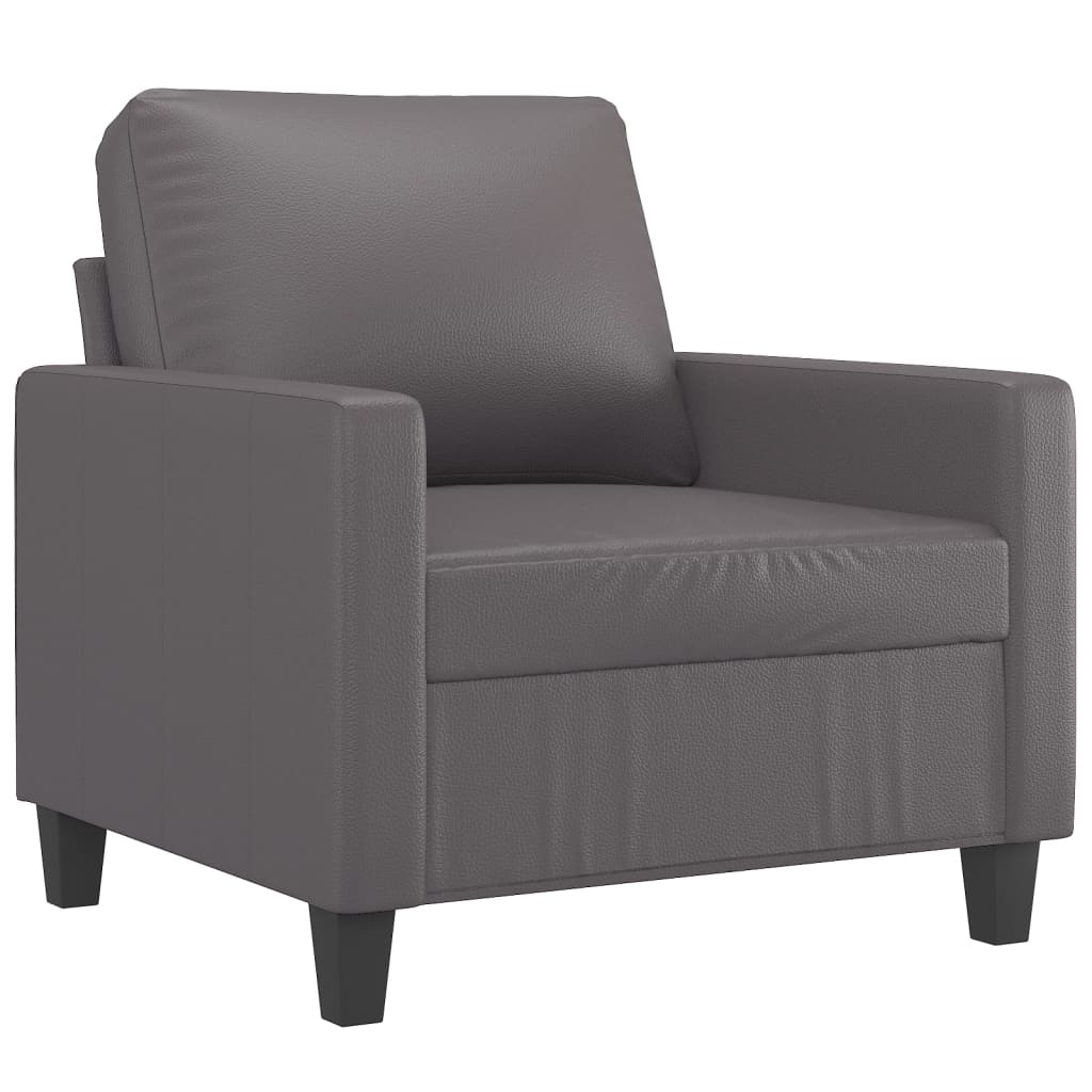 3-delige Loungeset met kussens kunstleer grijs