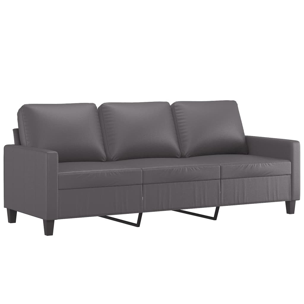3-delige Loungeset met kussens kunstleer grijs