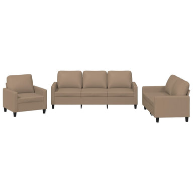 3-delige Loungeset met kussens kunstleer cappuccino