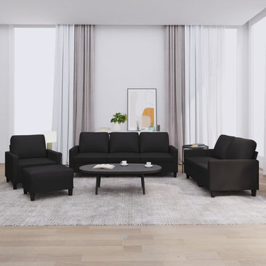 4-delige Loungeset met kussens kunstleer zwart