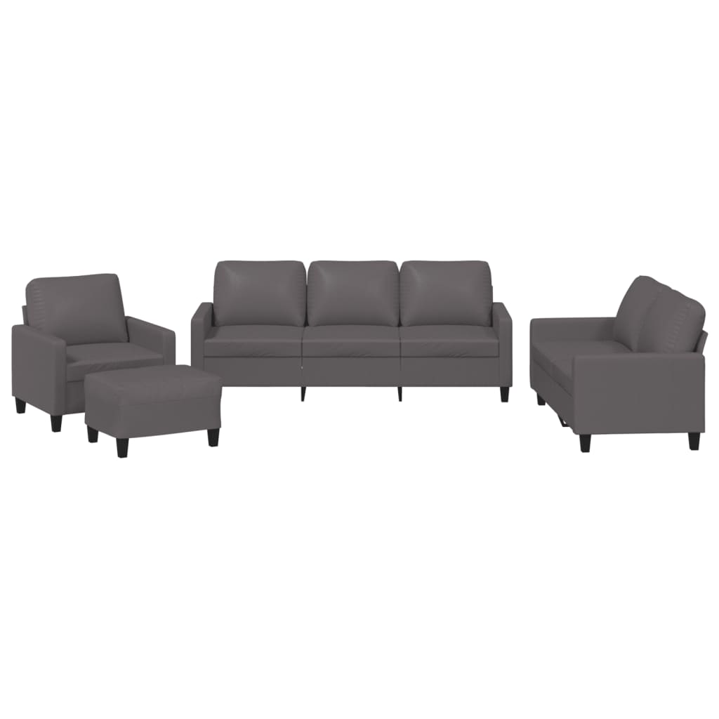 4-delige Loungeset met kussens kunstleer bruin