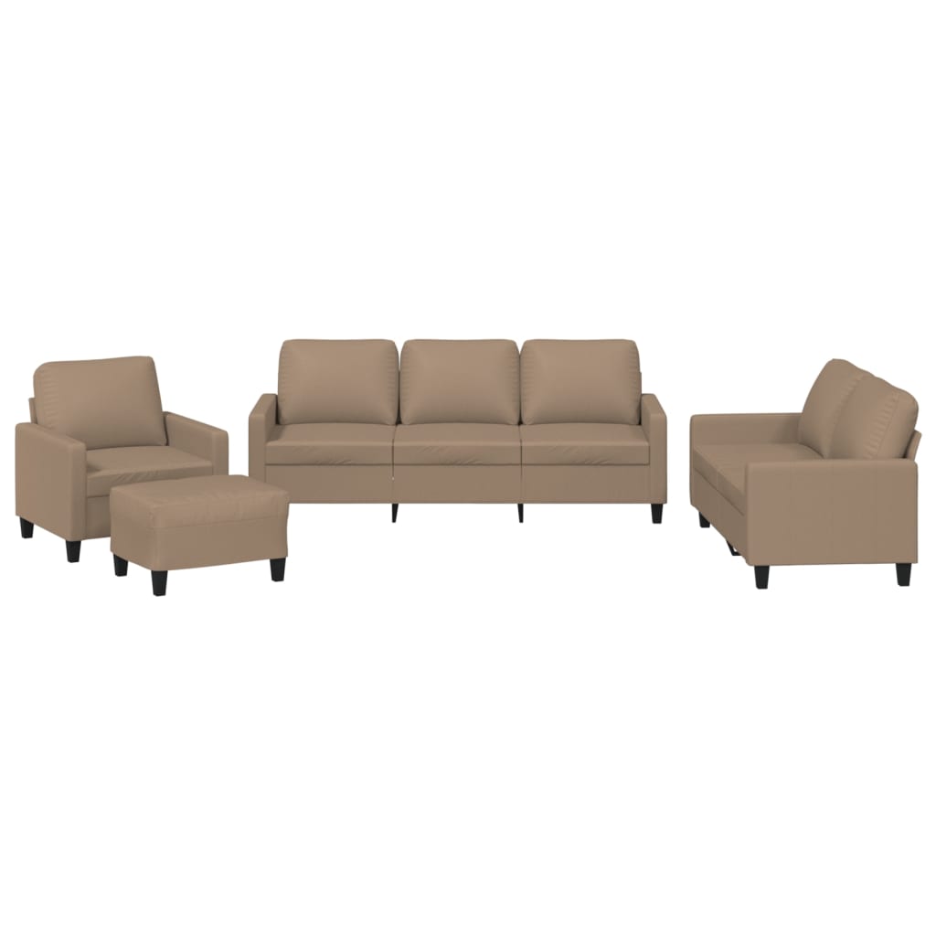 4-delige Loungeset met kussens kunstleer cappuccino