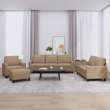 4-delige Loungeset met kussens kunstleer cappuccino