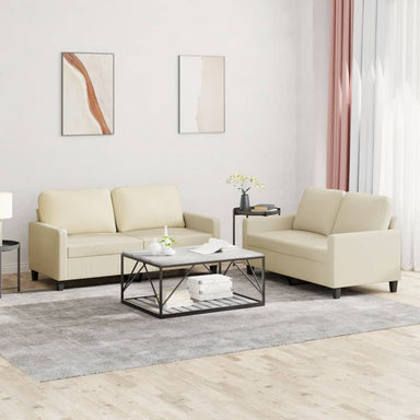 2-delige Loungeset met kussens kunstleer crème