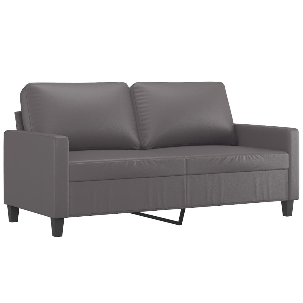 2-delige Loungeset met kussens kunstleer grijs