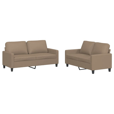 2-delige Loungeset met kussens kunstleer cappuccino