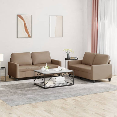 2-delige Loungeset met kussens kunstleer cappuccino