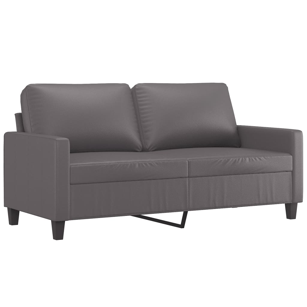 3-delige Loungeset met kussens kunstleer grijs